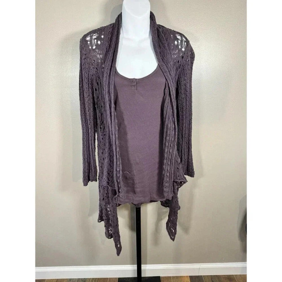 cAbi Purple  Crochet Bolero  Cardigan MCottage Core Shabby Chic Coquette W Tank - Picture 1 of 5